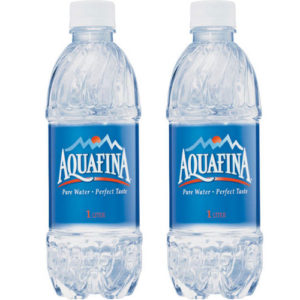 aquafina water bottles standing side by side