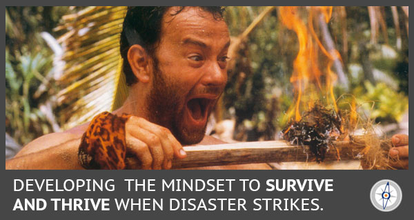 Developing the Survival Mindset with Tom Hanks creating a fire on a beach
