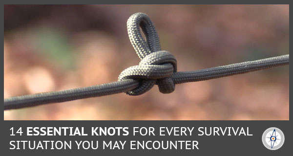 a rope with a knot in the center stretching across a span with dried leaves in the background