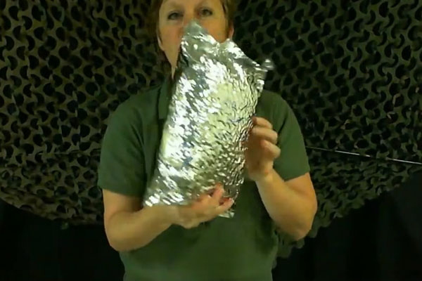 Woman holding bag of long term food storage