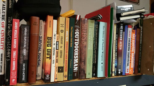 Shelf of survival books