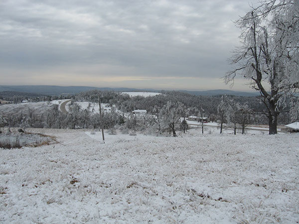 Snow covered ozark mountains