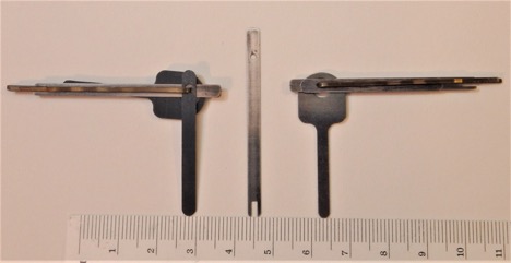 Handcuff shims measured with a ruler