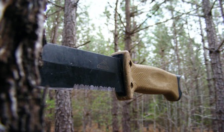 Machete stabbed into a tree