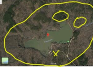 map of lake with containment area laid out