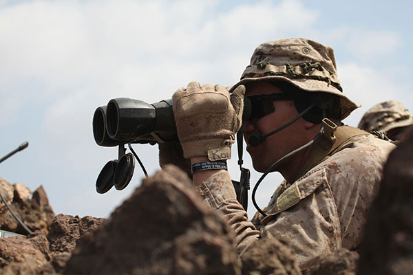marine serving watch with large binoculars