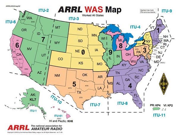 Amateur Ham Radio Region Map