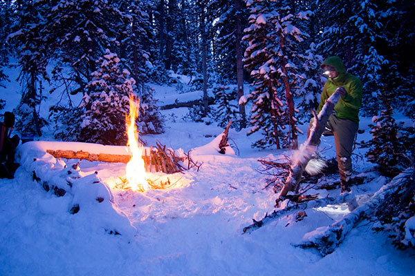 Fire in the winter wilderness