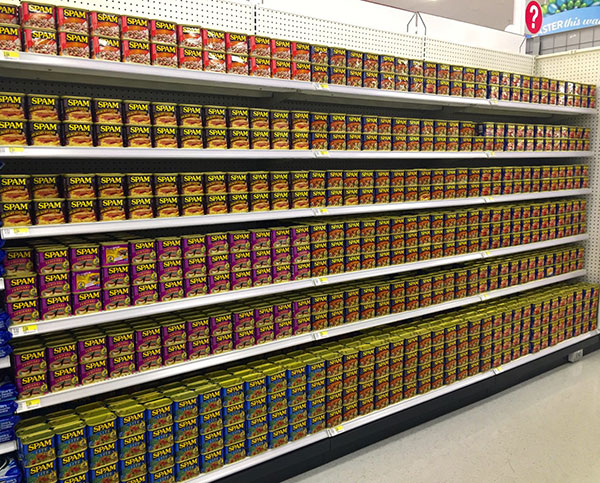 Shelves of canned food