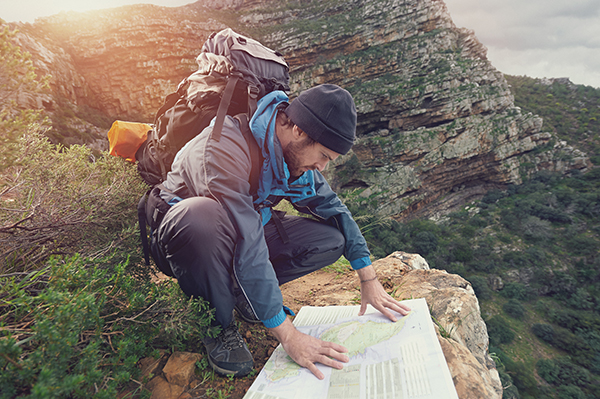 Hiker with map